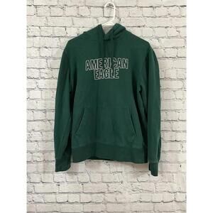 American Eagle Pullover Womens Green Hoodie Front Pocket Drawstring Soft Sz:xs